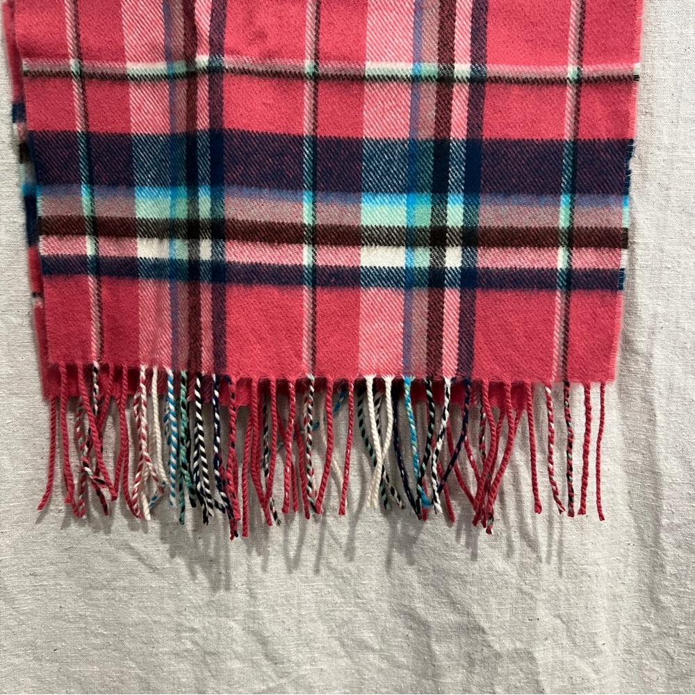 MADE IN SCOTLAND | 100% Cashmere Plaid Pink and Blue Scarf - Picture 3 of 7